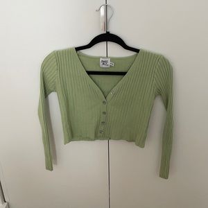 Princess Polly Green Button Down Crop Top